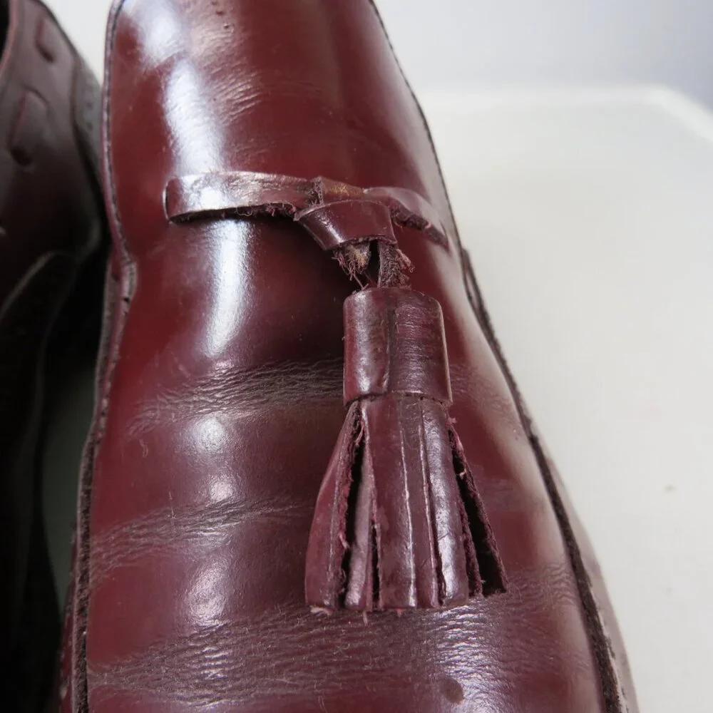 VTG Men's Stafford Leather Burgundy Shoes 8(D) Slip-on Loafer Tassels